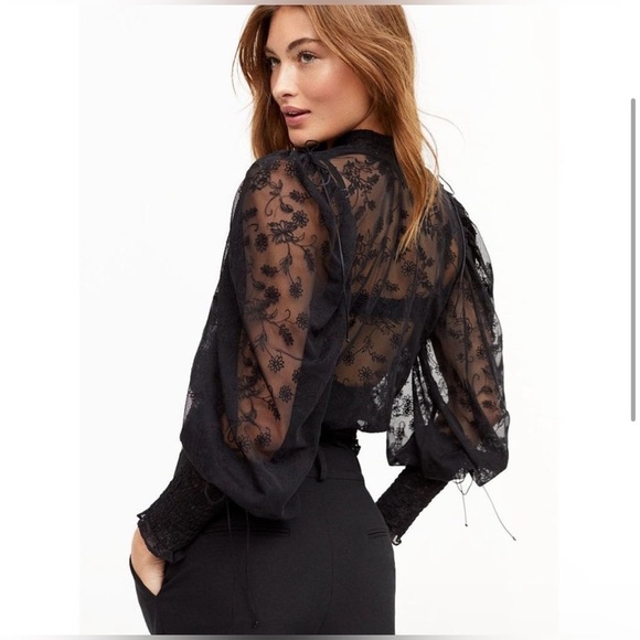 For Love & Lemons Midnight Lace Sheer Blouse Size S